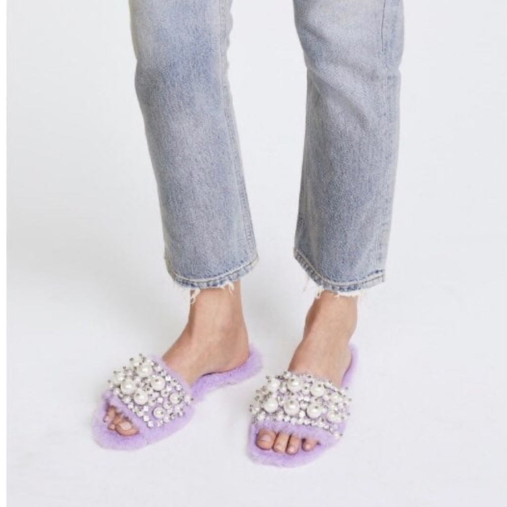 Jeffrey Campbell Facil lavender fur slides
